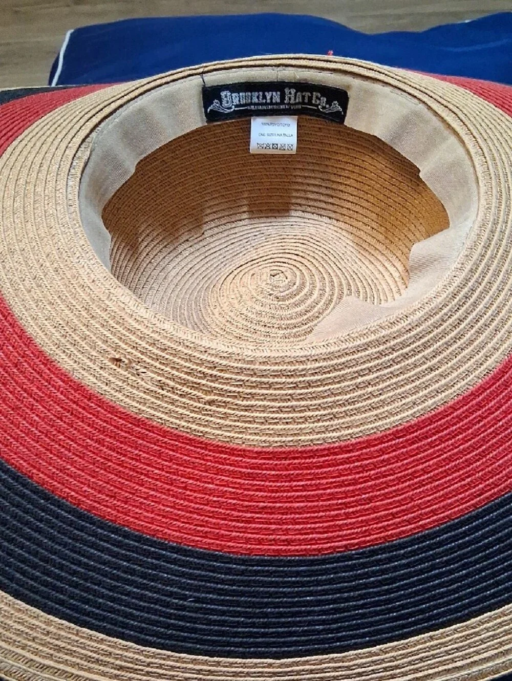 Wide Brim Straw Sun Hat with Pink and Gray Trim